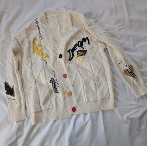 Heavy Knit Cable Sweater With Detail Patching